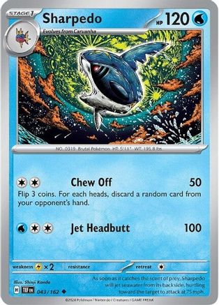 Sharpedo (43/162) Reverse Holofoil [SV05: Temporal Forces]