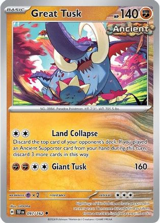 Great Tusk (97/162) Reverse Holofoil [SV05: Temporal Forces]