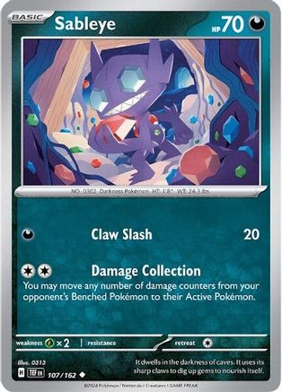 Sableye (107/162) Reverse Holofoil [SV05: Temporal Forces]