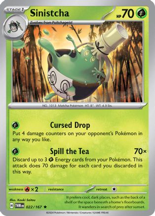 Sinistcha (022/167) Reverse Holofoil [SV06: Twilight Masquerade]