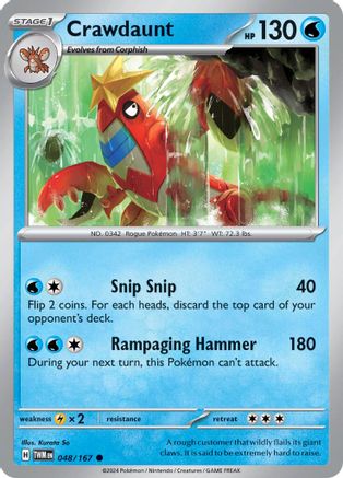 Crawdaunt (048/167) Reverse Holofoil [SV06: Twilight Masquerade]