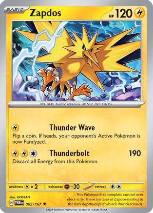 Zapdos (065/167) Reverse Holofoil [SV06: Twilight Masquerade]