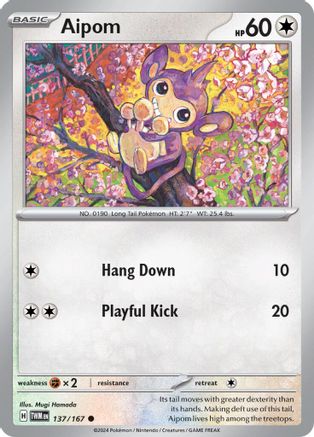 Aipom (137/167) Reverse Holofoil [SV06: Twilight Masquerade]