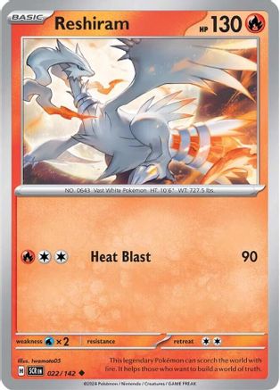 Reshiram (22/142) Reverse Holofoil [SV07: Stellar Crown]