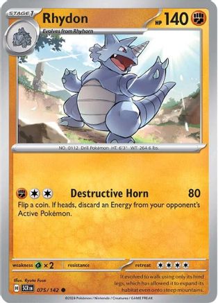 Rhydon (75/142) Reverse Holofoil [SV07: Stellar Crown]