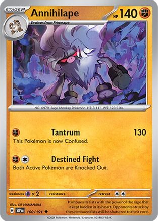 Annihilape (100/191) Reverse Holofoil [SV08: Surging Sparks]