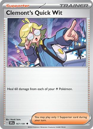Clemont's Quick Wit (167/191) Reverse Holofoil [SV08: Surging Sparks]
