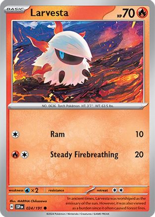 Larvesta (24/191) Reverse Holofoil [SV08: Surging Sparks]