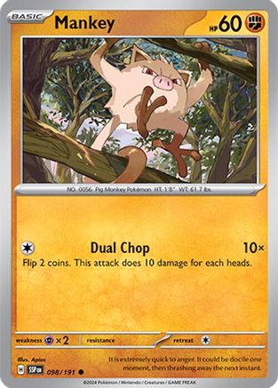 Mankey (98/191) Reverse Holofoil [SV08: Surging Sparks]