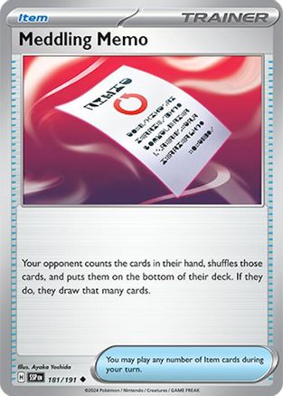 Meddling Memo (181/191) Reverse Holofoil [SV08: Surging Sparks]