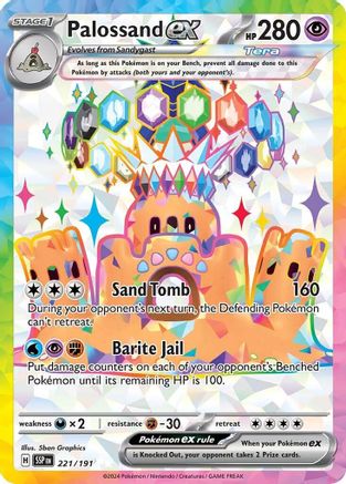 Palossand ex (221/191) Holofoil [SV08: Surging Sparks]