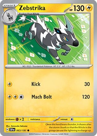 Zebstrika (63/191) Reverse Holofoil [SV08: Surging Sparks]