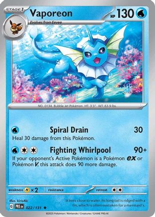 Vaporeon (022/131) Holofoil [SV: Prismatic Evolutions]