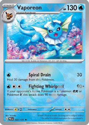 Vaporeon (022/131) (Poke Ball Pattern) Holofoil [SV: Prismatic Evolutions]
