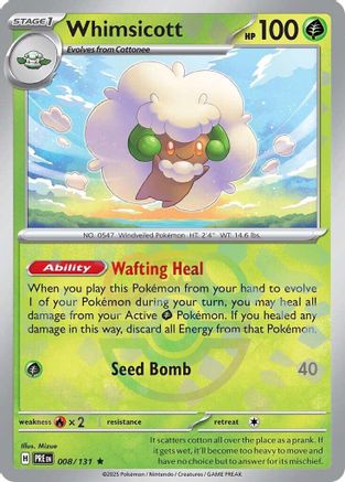 Whimsicott (008/131) (Master Ball Pattern) Holofoil [SV: Prismatic Evolutions]