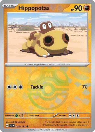Hippopotas (052/131) (Master Ball Pattern) Holofoil [SV: Prismatic Evolutions]