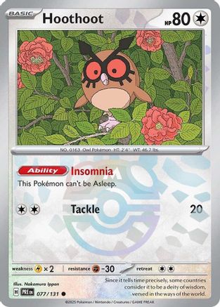 Hoothoot (077/131) (Master Ball Pattern) Holofoil [SV: Prismatic Evolutions]