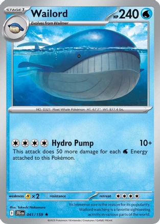 Wailord - 041/159 (41) Reverse Holofoil [SV09: Journey Together]