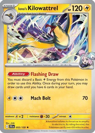 Iono's Kilowattrel (055/159) Reverse Holofoil [SV09: Journey Together]