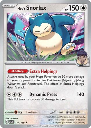 Hop's Snorlax (117/159) Holofoil [SV09: Journey Together]