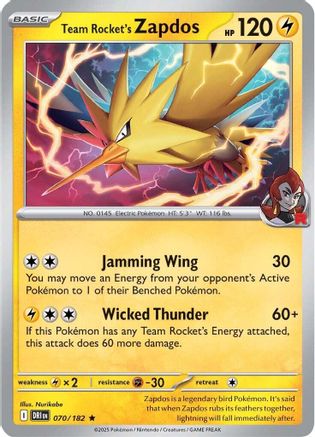 Team Rocket's Zapdos (70/182) Holofoil [SV10: Destined Rivals]