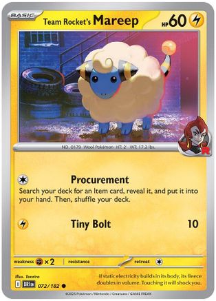 Team Rocket's Mareep 72/182 Reverse Holofoil [SV10: Destined Rivals]