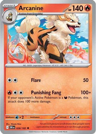 Arcanine (28/182) Reverse Holofoil [SV10: Destined Rivals]