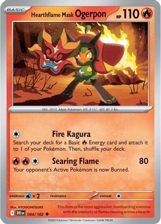 Hearthflame Mask Ogerpon (44/182) Reverse Holofoil [SV10: Destined Rivals]