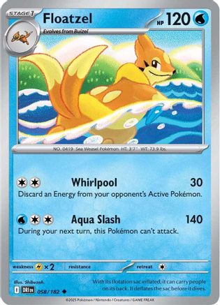 Floatzel (58/182) Reverse Holofoil [SV10: Destined Rivals]