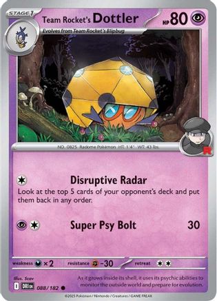 Team Rocket's Dottler (88/182) Reverse Holofoil [SV10: Destined Rivals]