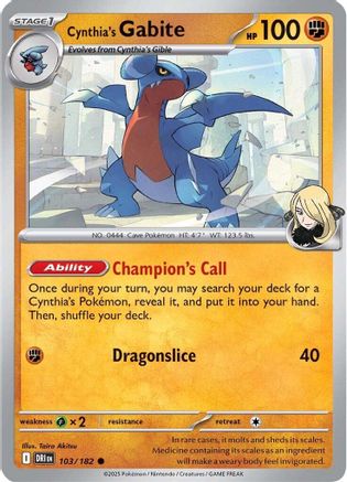 Cynthia's Gabite (103/182)  [SV10: Destined Rivals]