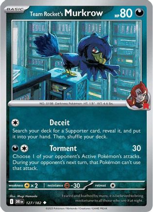 Team Rocket's Murkrow - 127/182 (127) Reverse Holofoil [SV10: Destined Rivals]