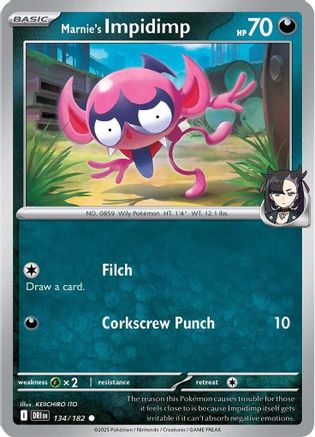 Marnie's Impidimp (134/182) Reverse Holofoil [SV10: Destined Rivals]