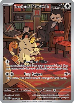 Team Rocket's Meowth - 203/182 (203) Holofoil [SV10: Destined Rivals]