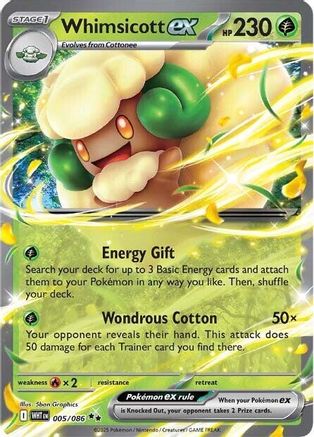 Whimsicott ex (005/086) Holofoil [SV: White Flare]