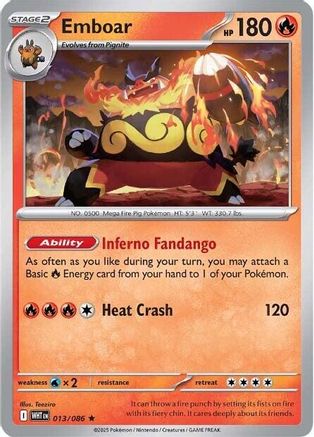 Emboar (013/086) Reverse Holofoil [SV: White Flare]