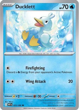 Ducklett (025/086) Reverse Holofoil [SV: White Flare]