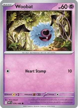 Woobat (036/086) Reverse Holofoil [SV: White Flare]