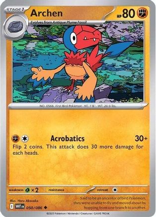 Archen (050/086) Reverse Holofoil [SV: White Flare]