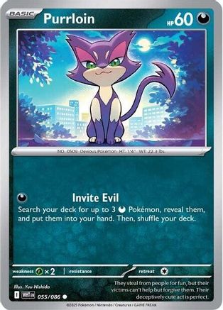 Purrloin (055/086) Reverse Holofoil [SV: White Flare]
