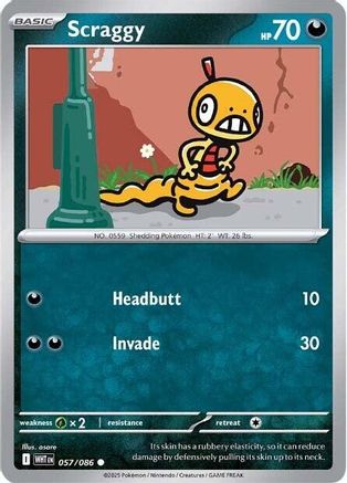Scraggy (057/086) Reverse Holofoil [SV: White Flare]