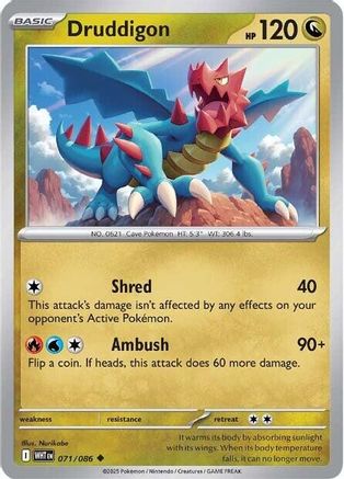 Druddigon (071/086) Reverse Holofoil [SV: White Flare]