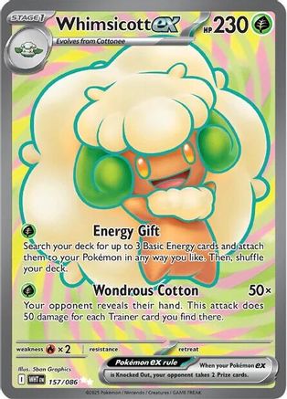 Whimsicott ex (157/086) Holofoil [SV: White Flare]