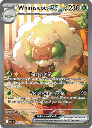 Whimsicott ex (165/086) Holofoil [SV: White Flare]