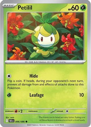 Petilil (006/086) Reverse Holofoil [SV: Black Bolt]