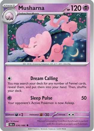 Musharna (036/086) Reverse Holofoil [SV: Black Bolt]