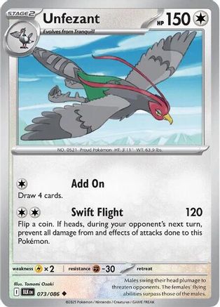 Unfezant (073/086) Reverse Holofoil [SV: Black Bolt]