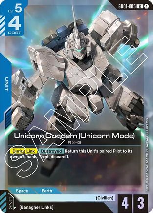 Unicorn Gundam (Unicorn Mode) (GD01-005) Holofoil [Newtype Rising]