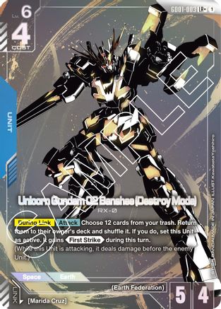 Unicorn Gundam 02 Banshee (Destroy Mode) (LR+) (GD01-003) Holofoil [Newtype Rising]